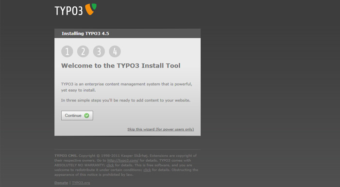 TYPO3 Installationsassistent
