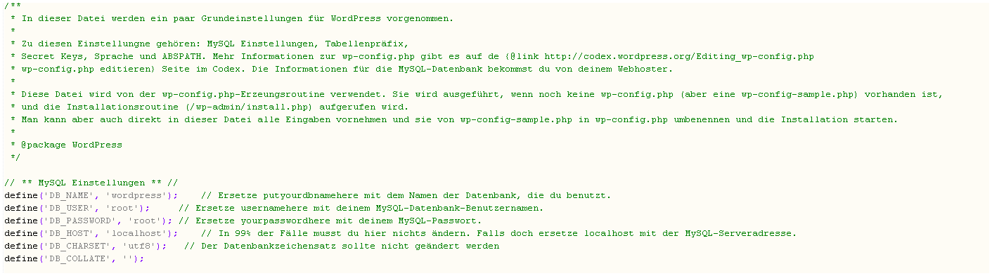 WordPress FAQ Konfiguration von wp.config.php