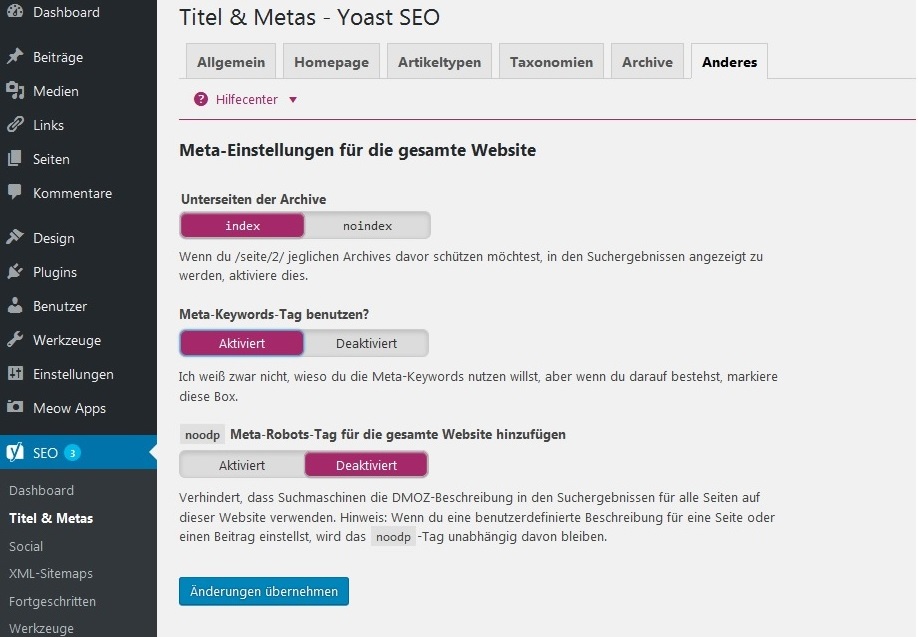 Yoas SEO Titel & Metas