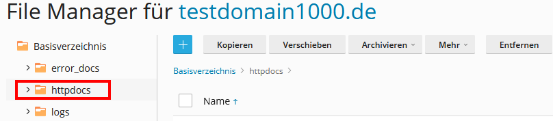 httpdocs auswählen