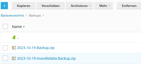 Backups-Ordner Übersicht