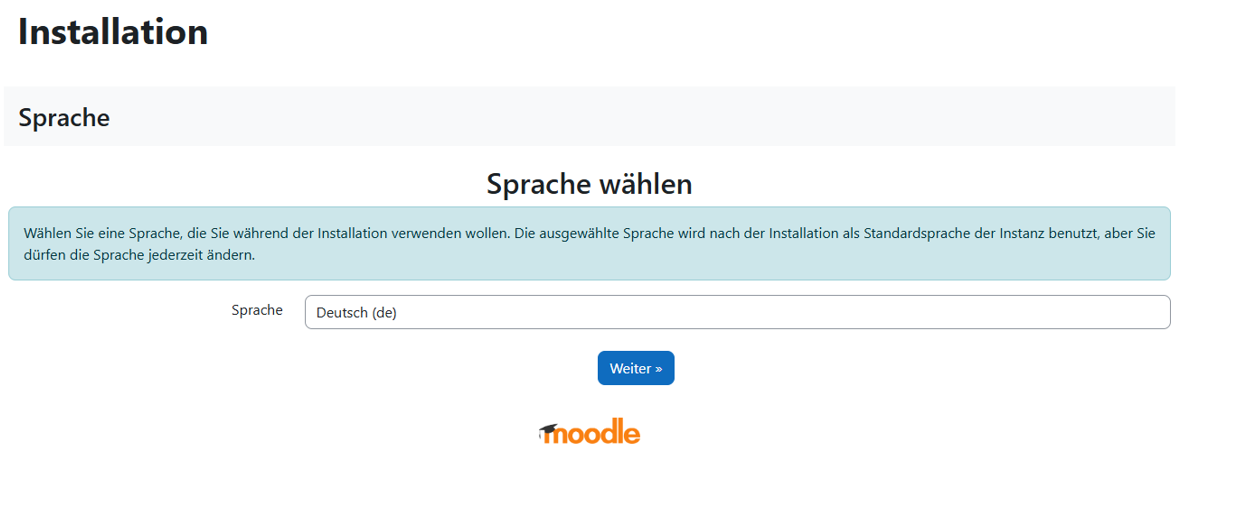 Moodle 5.1 Installationsanleitung - Start der Moodle Installation
