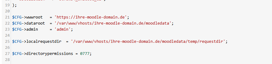 Moodle 5.1 Installationsanleitung - localrequestdir festlegen