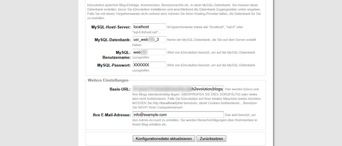 b2evolution installieren