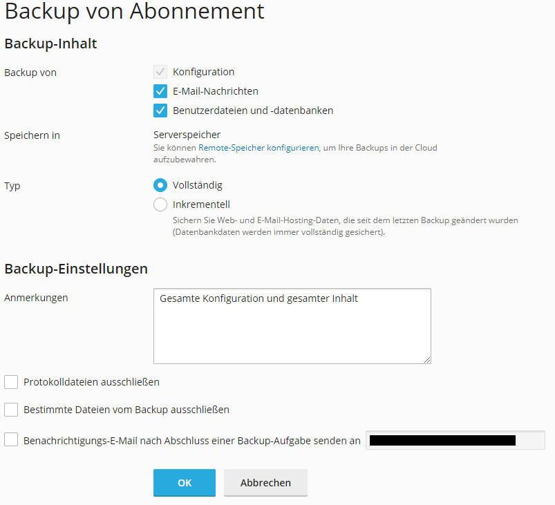 backup-optionen