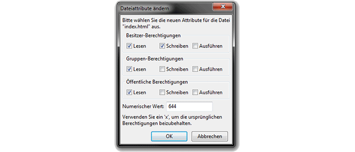 FTP Dateiberechtigung 644