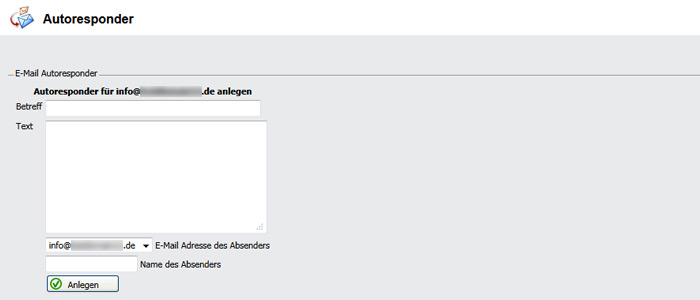 Confixx Autoresponder anlegen