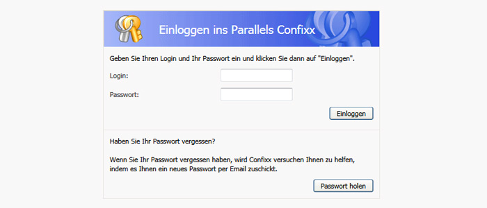 Confixx einloggen