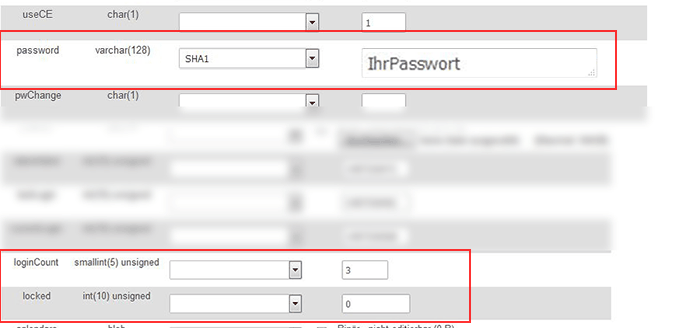 phpMyAdmin Contao Admin Passwort ändern