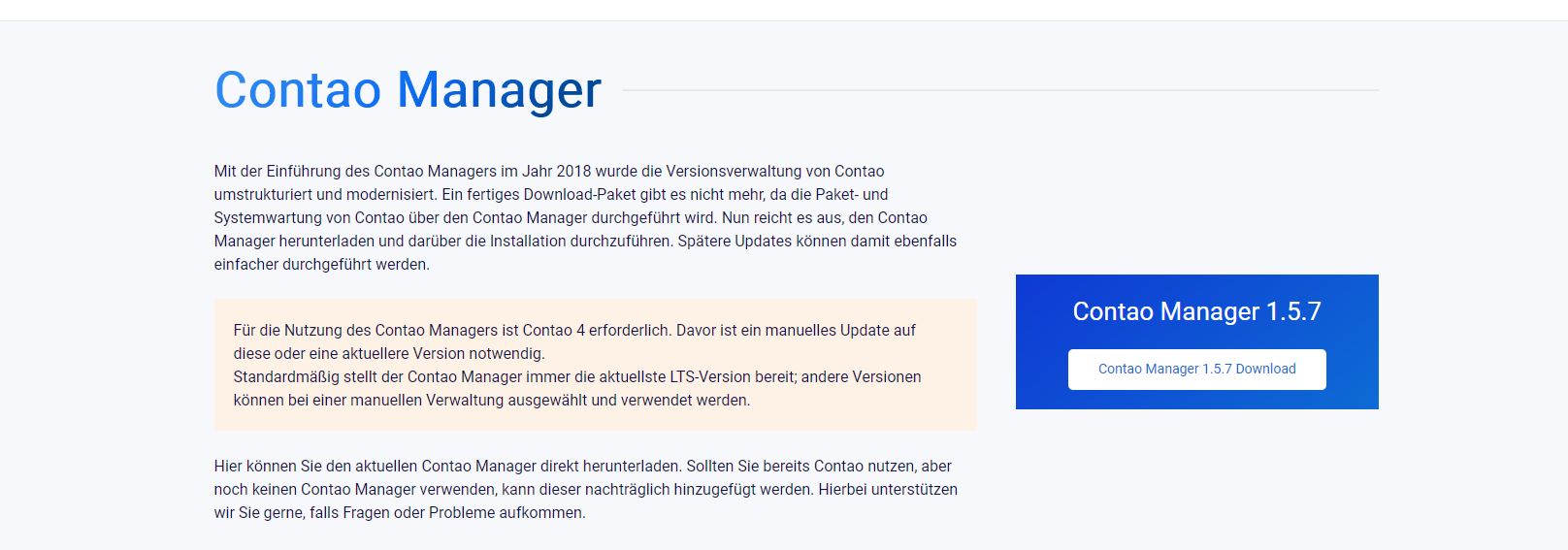 Contao Installationsanleitung - Download Contao Manager