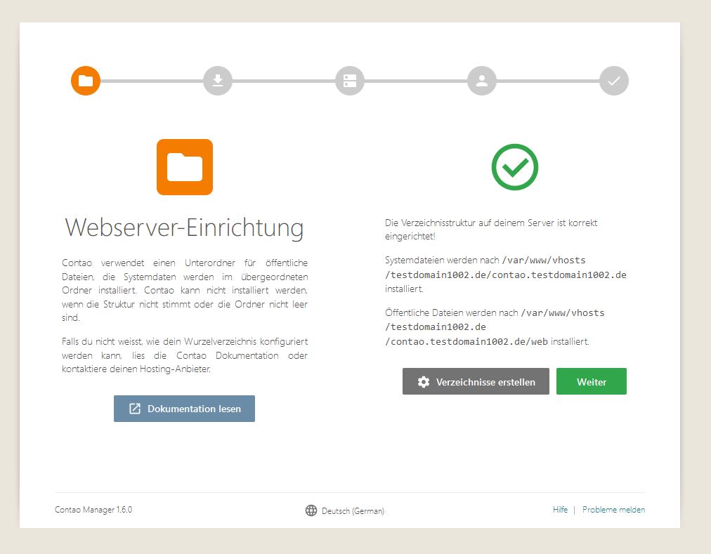 Contao Installationsanleitung - Contao Manager Pfadkonfiguration