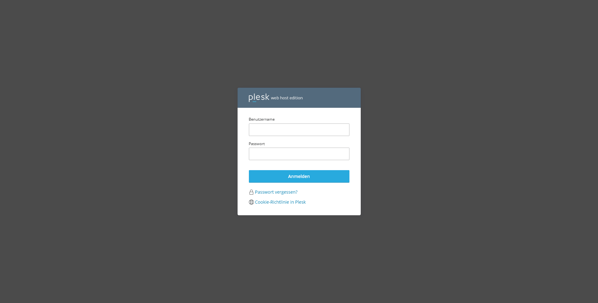 Login-Maske eines Plesk Servers in einem Browser