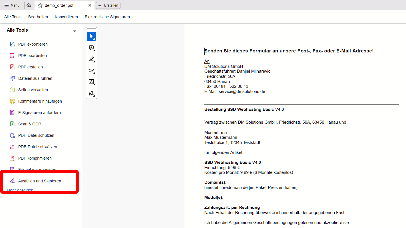 Dokument digital unterschreiben - PDF Dokument Ausfüllen und Signieren