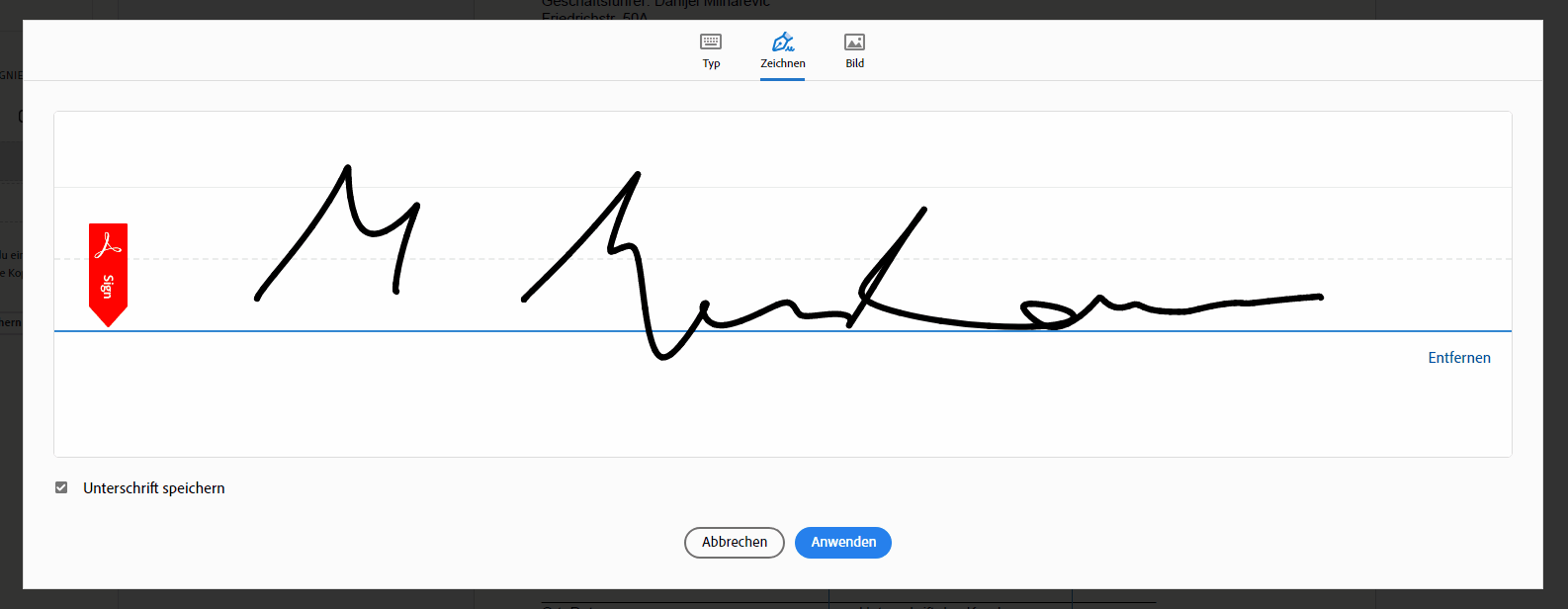 Dokument digital unterschreiben - Unterschrift speichern