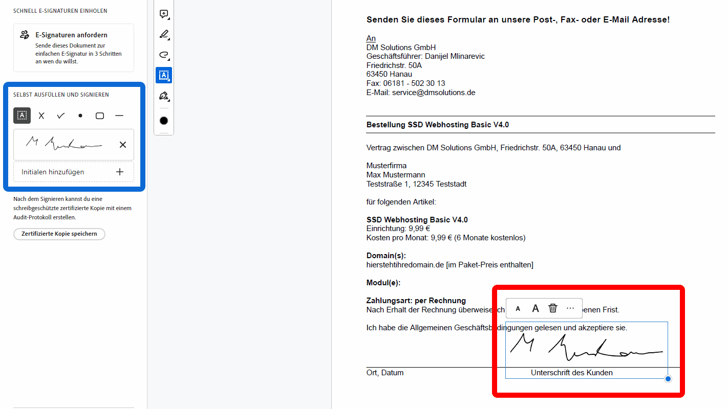 Dokument digital unterschreiben - Unterschrift platzieren