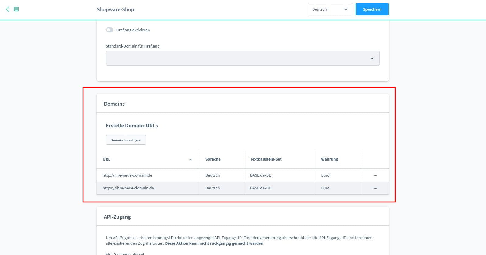 Domain in Shopware 6 ändern - Domains ändern