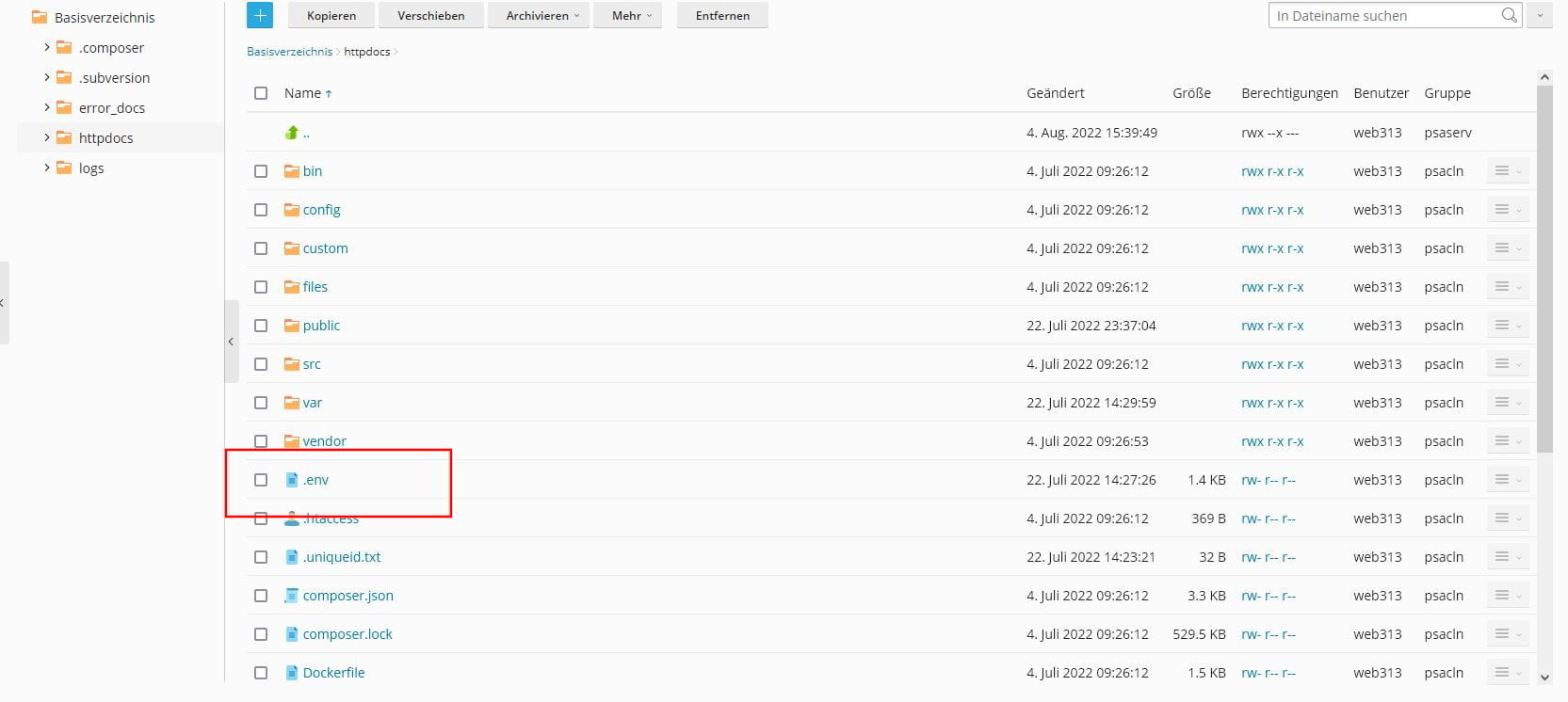 Domain in Shopware 6 ändern - .env Datei anpassen