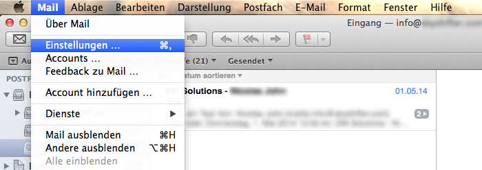 E-Mail Adresse in Apple Mail einrichten