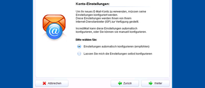 E-Mail Einrichtung Incredimail