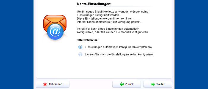 E-Mail Einrichtung Incredimail