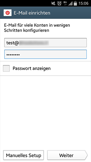 Einrichten einer E-Mail Adresse in Android