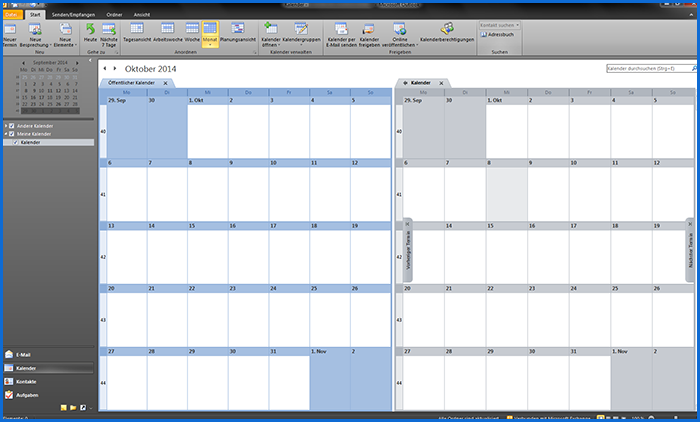 Einbinden eines freigegebenen Kalenders - Kalender eingebunden