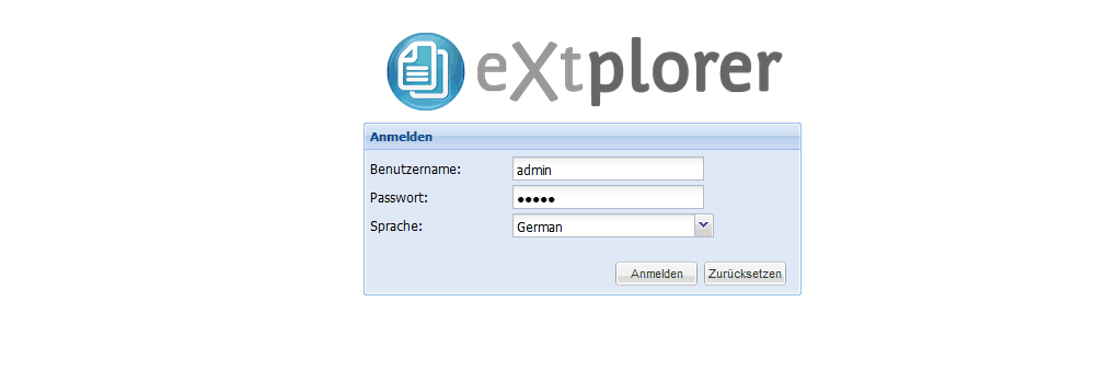 eXtplorer über Browser aufrufen