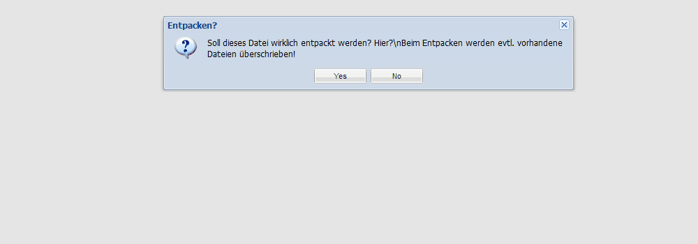 eXtplorer Archiv entpacken bestätigen