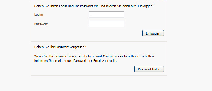 Confixx Kennwort ändern