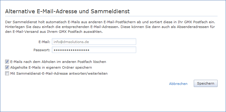 GMX E-Mail-Adresse eintragen