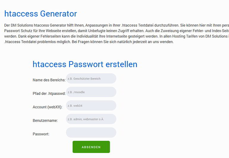 htaccess Passwort Generator