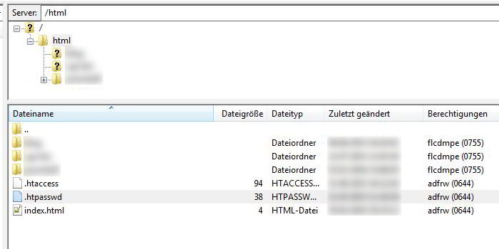 htaccess per FTP hochladen