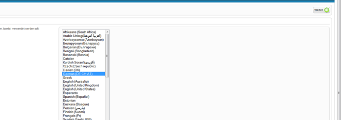 Joomla 2.5 installieren - Sprache wählen