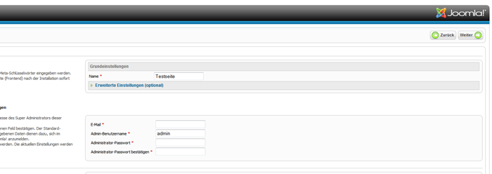 Joomla 2.5 installieren - Grundeinstellungen vornehmen