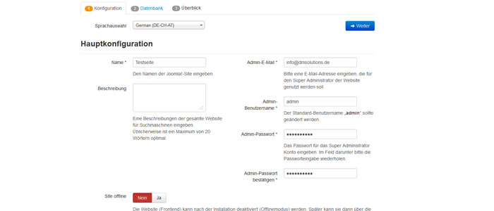 Joomla Installationsanleitung