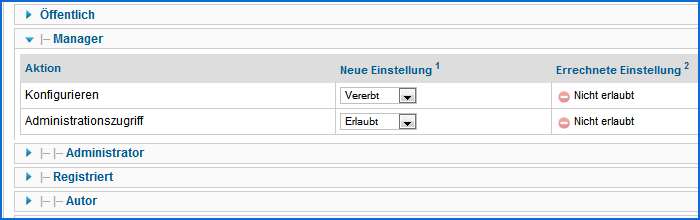 Joomla ACL - Beispiel für Zugriff auf Komponente