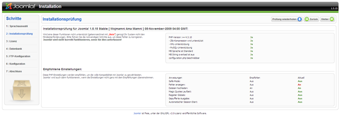 Joomla 1.5 installieren