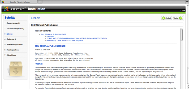 Joomla Installation auf Mac