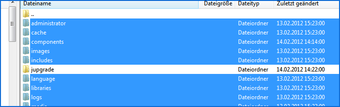 Joomla Migrationsanleitung - FTP Ordnerstruktur