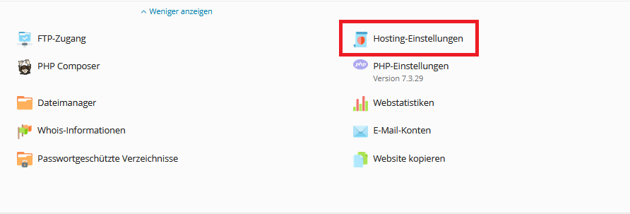 Let's Encrypt für Webmailer - Hosting-Einstellungen