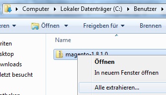 Entpacken mit windows