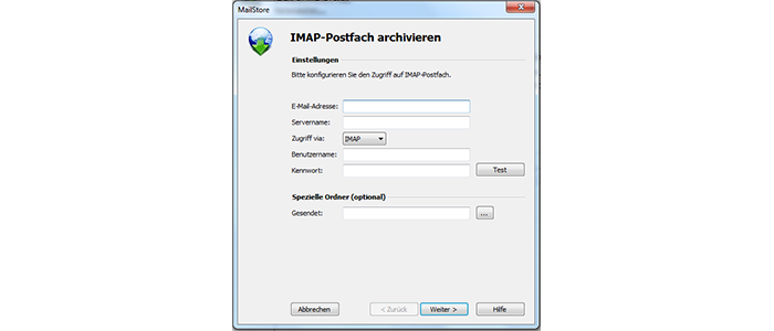 MailStore Postfach eintragen