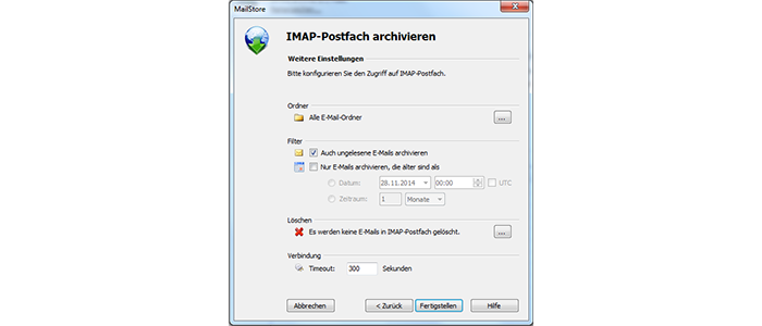 MailStore Postfach speichern
