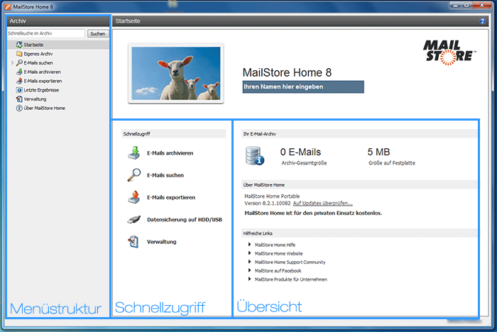 MailStore Oberfläche