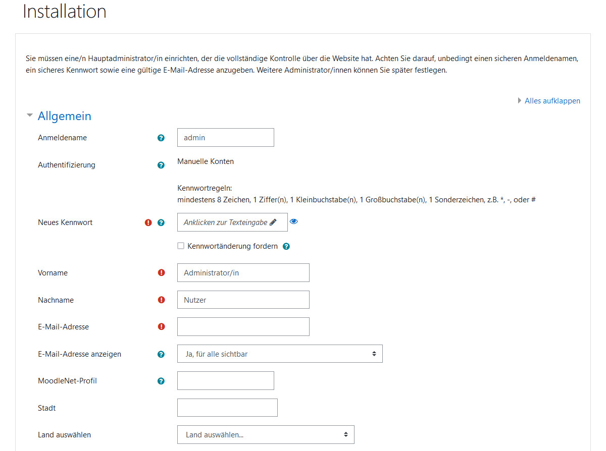 Moodle installieren