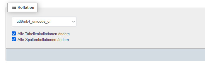 Moodle Installation - Tabellenkollation ändern