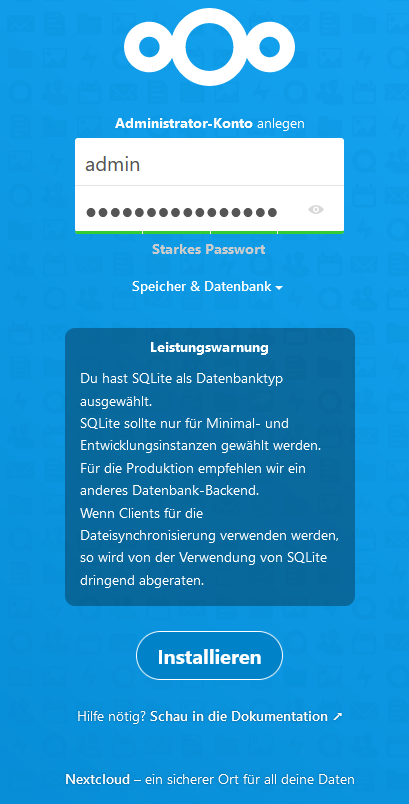 Nextcloud Administrator Konto