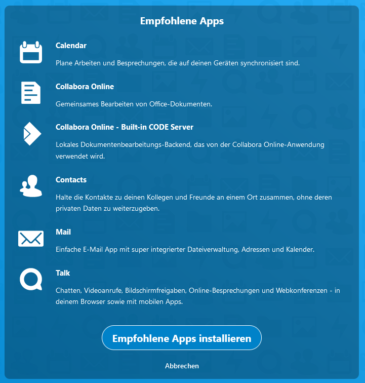 Nextcloud empfohlene Apps