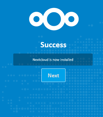 Nextcloud Erfolgsmeldung