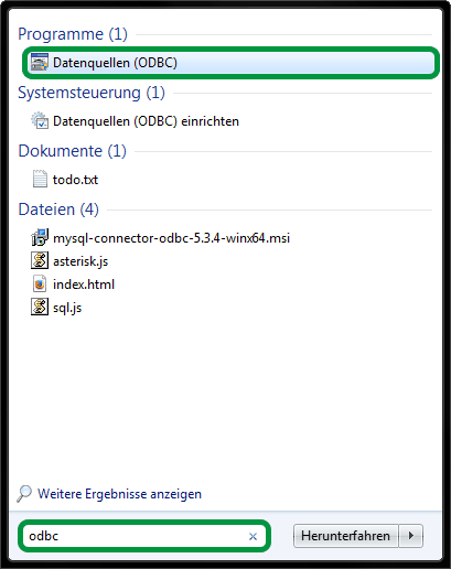 ODBC öffnen